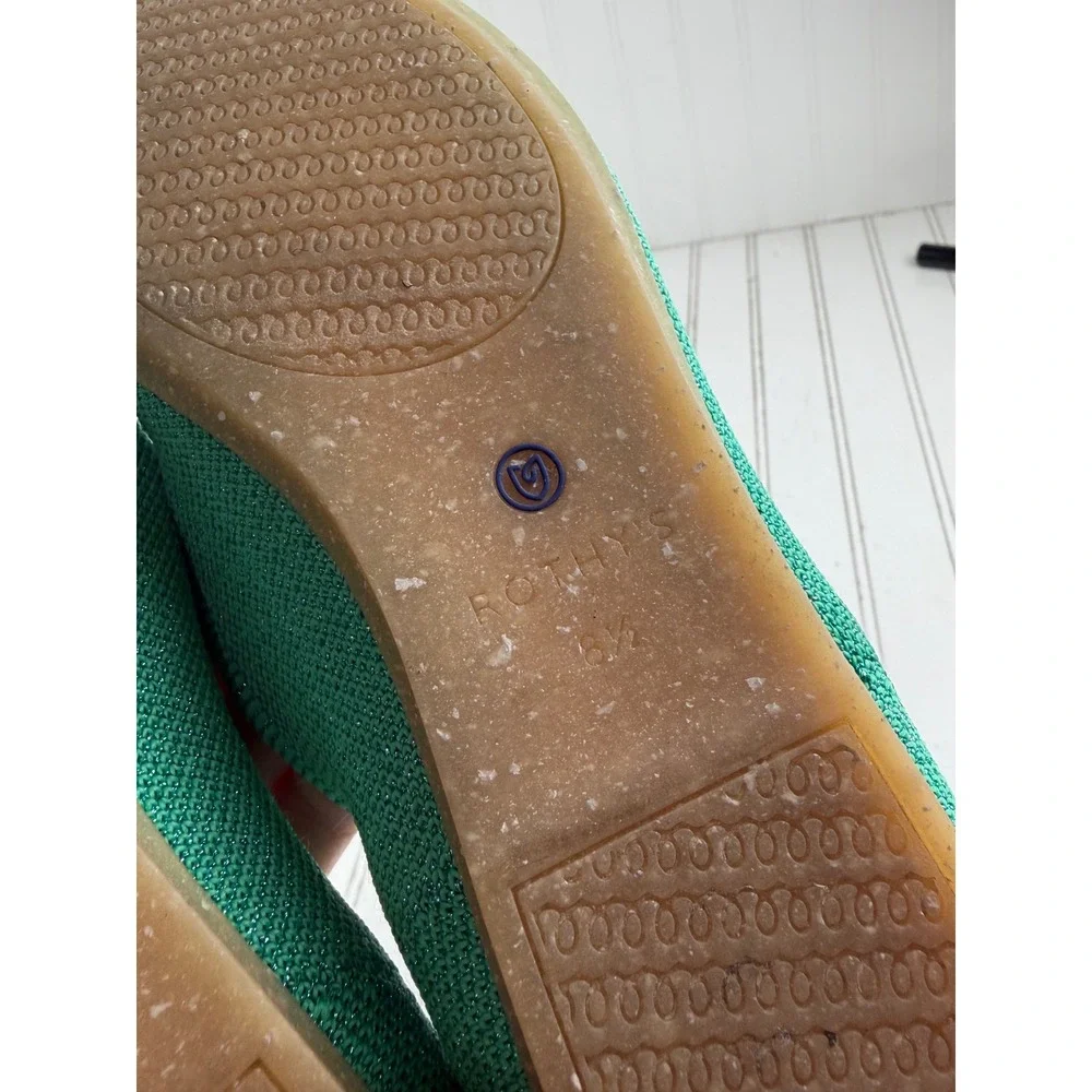 Rothys The Point Mojito Metallic Pointed Toe Knit Flats Women's Size 8.5